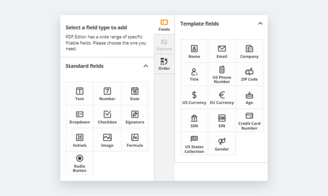 How to select field types to add in airSlate