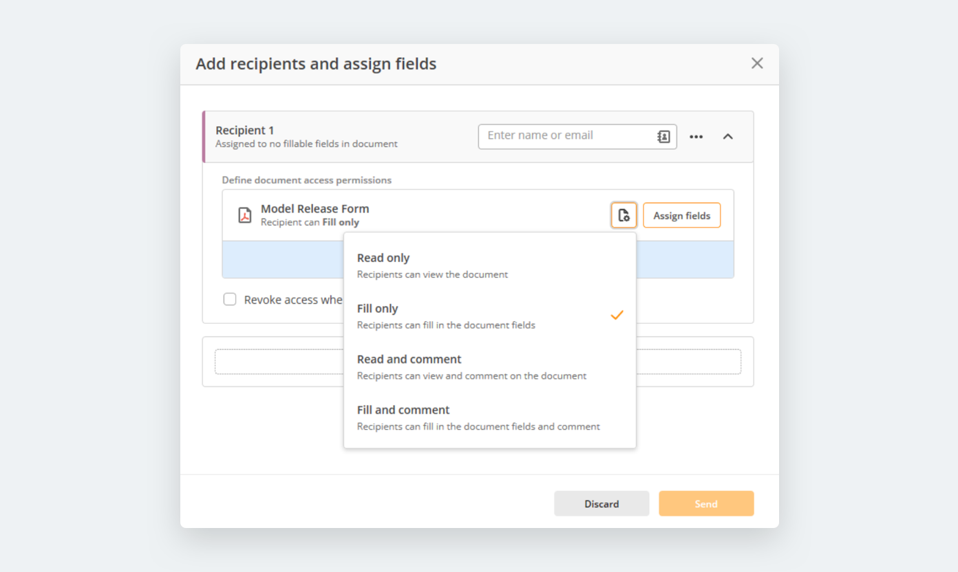 Add recipients and assign fields in airSlate